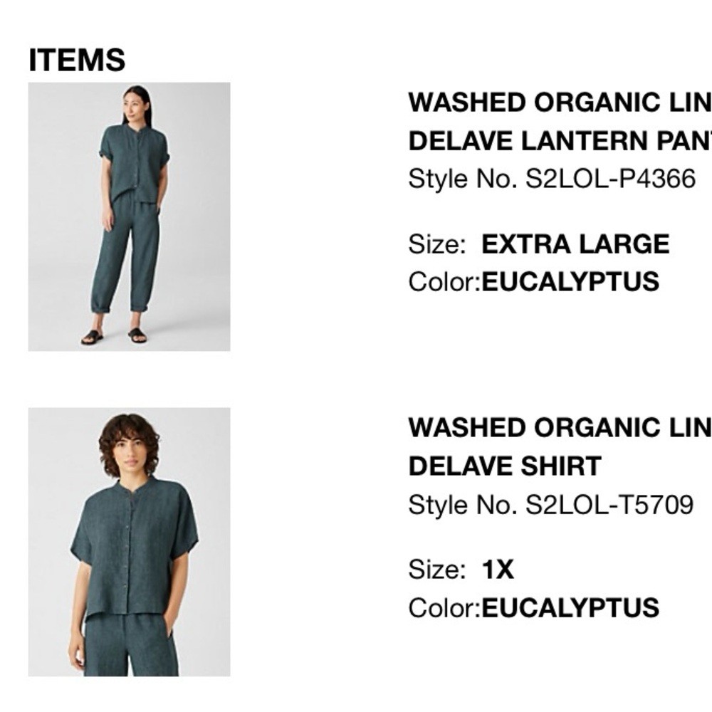 Eileen Fisher Green Straight Leg Jumpsuit